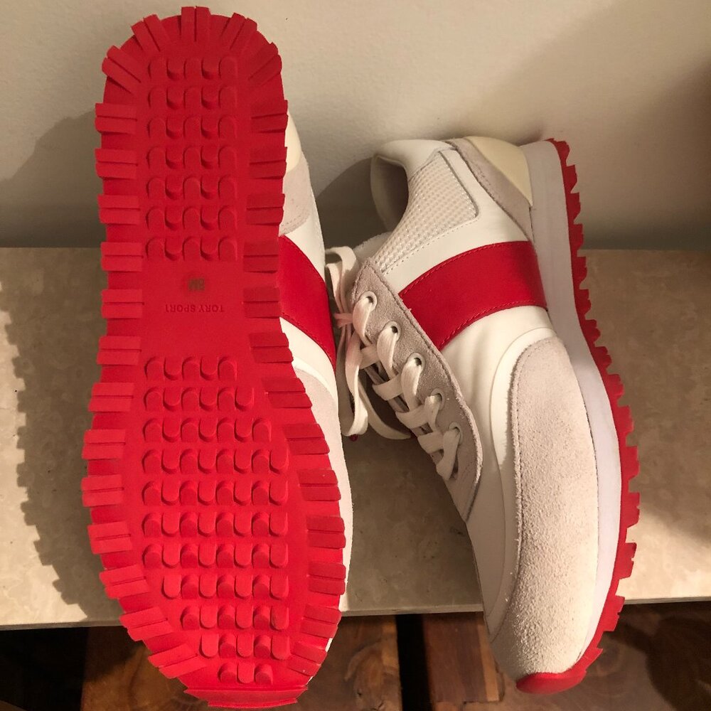 NEW! TORY BURCH SPORT - Retro Stripe White and Red Sneakers - Never worn Size 8 - Picture 10 of 12